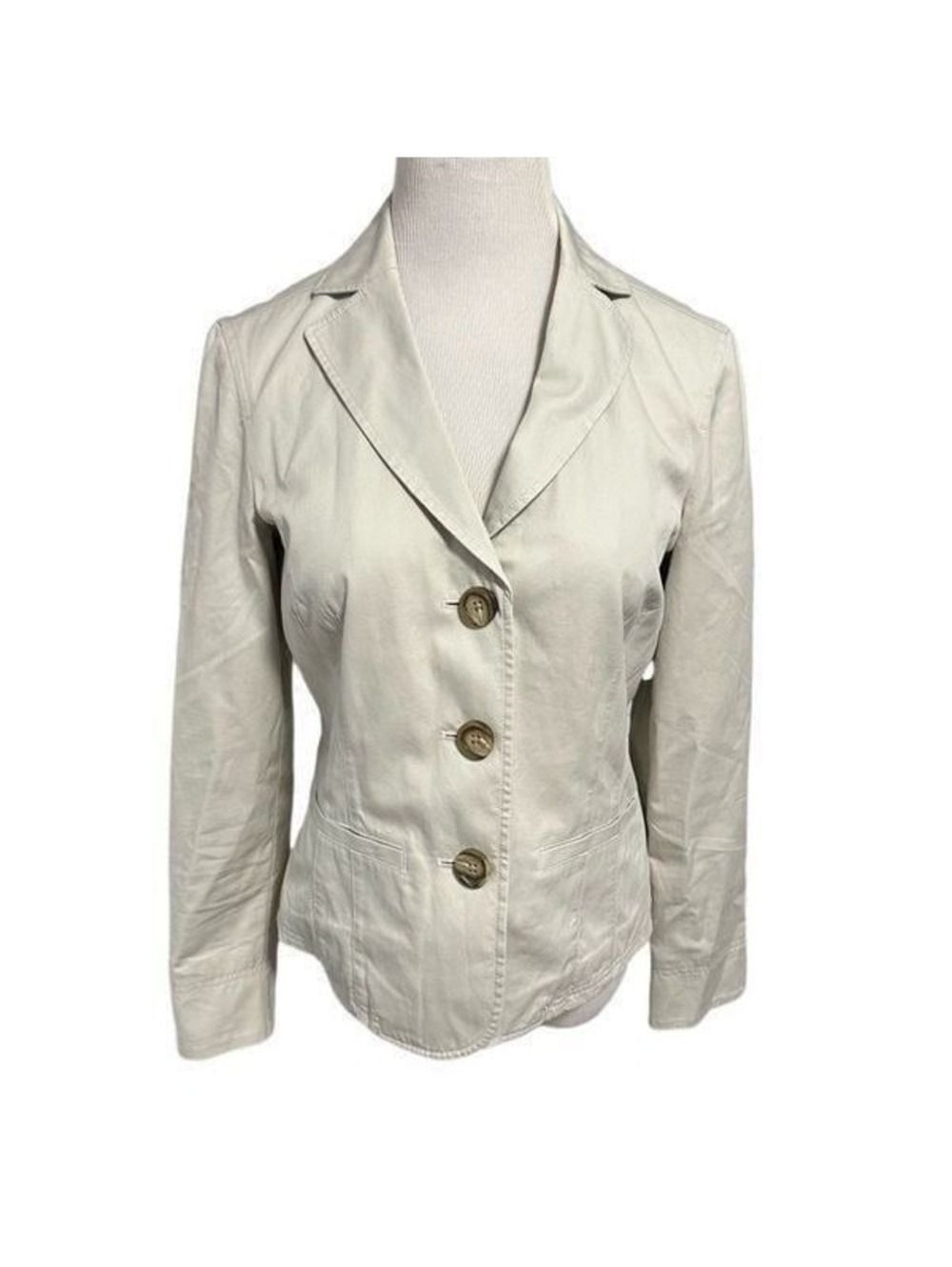 NEW! LL Bean Light Khaki Three Button Cotton Jacket Sz 8